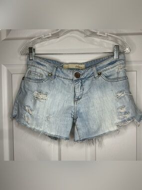 Y2K Light Wash Distressed Denim Cutoff Shorts